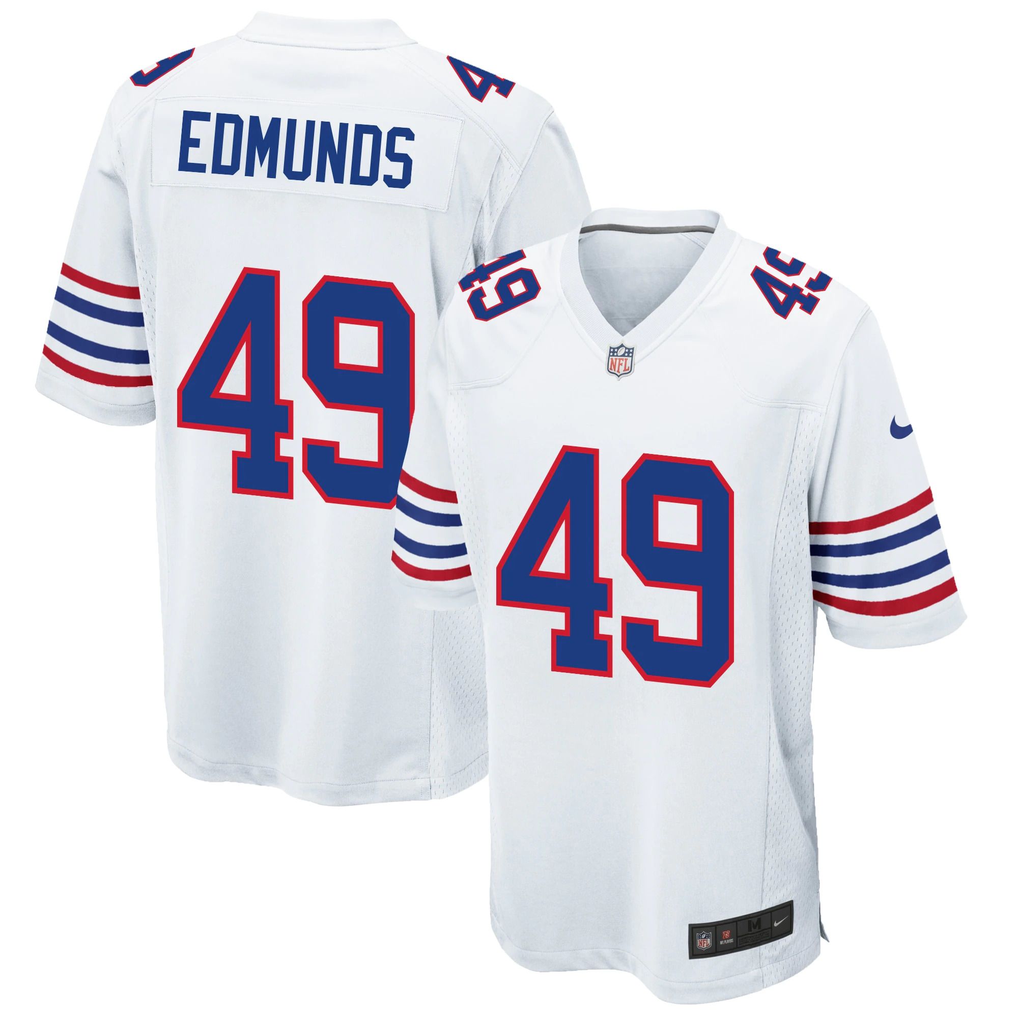 Men Buffalo Bills #49 Tremaine Edmunds Nike White Alternate Game NFL Jersey
